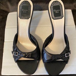 Authentic Dior Black Heel Sandal with Dior Charms